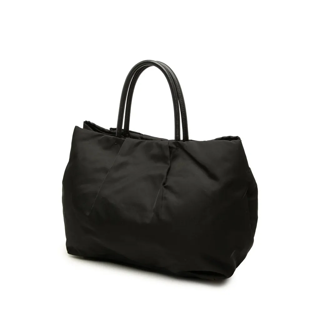Prada Tessuto Fiocco Bow Handbag Black Polyamide Good - Back View
