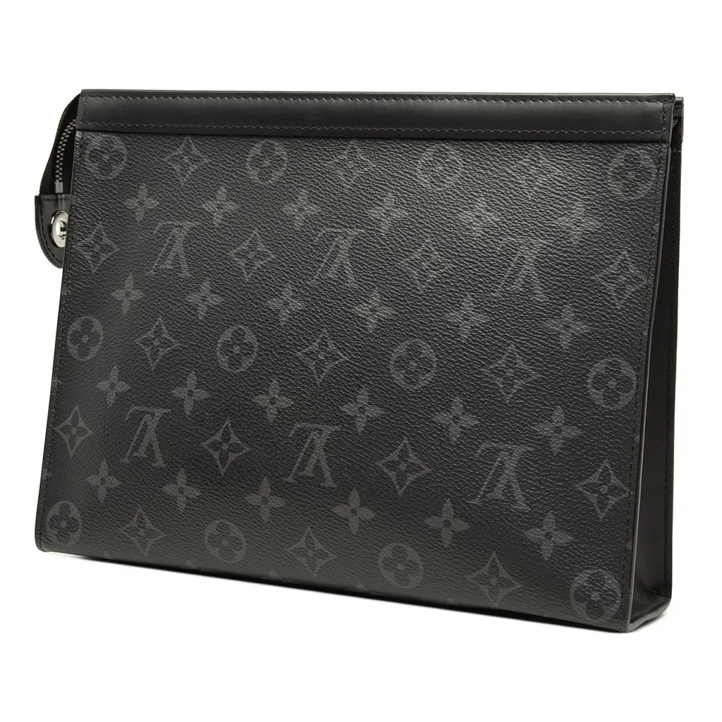 Louis Vuitton Monogram Eclipse Pochette Voyage MM Black Good - Back View