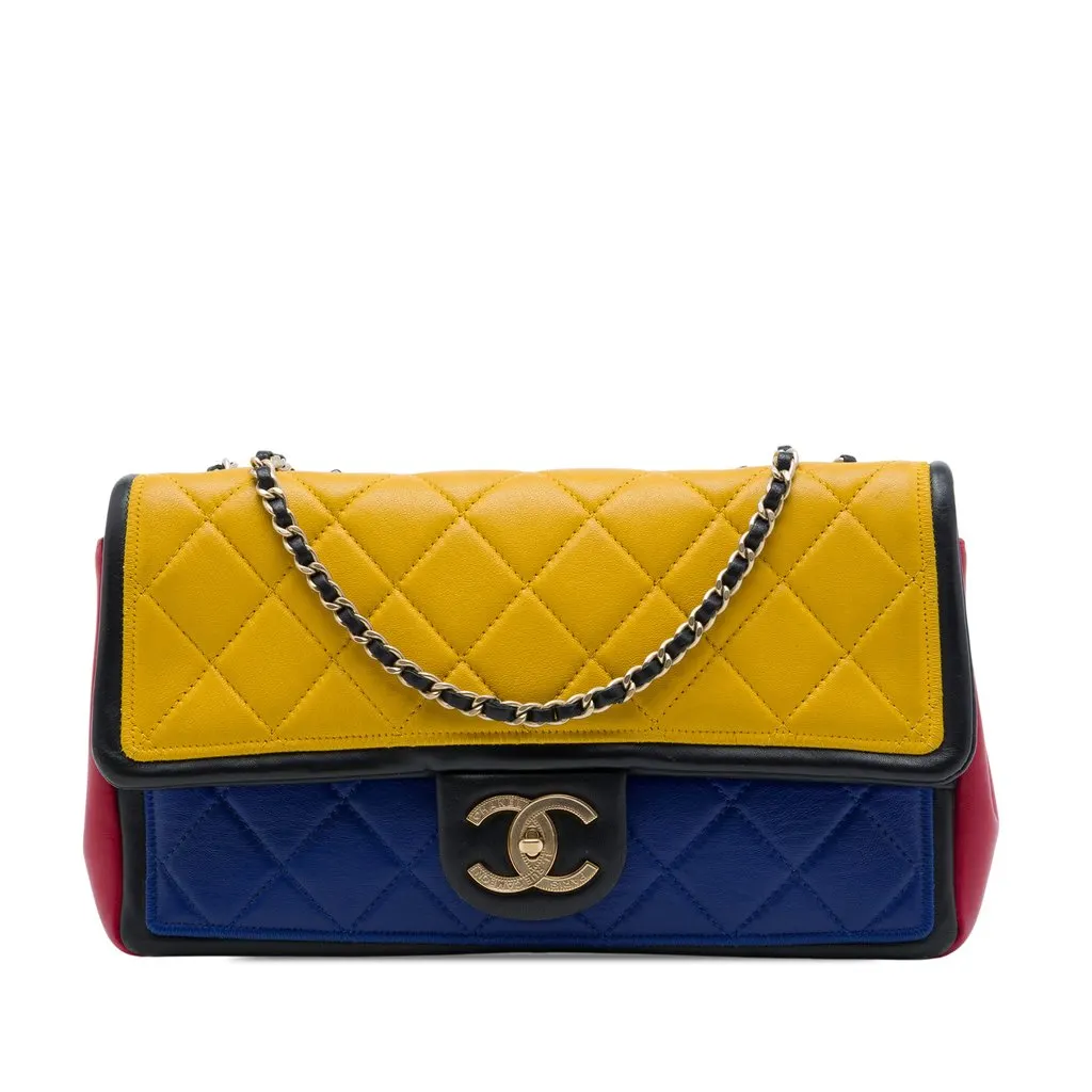 Chanel Medium Multicolor Lambskin Graphic Flap Yellow Leather Very good - Front View