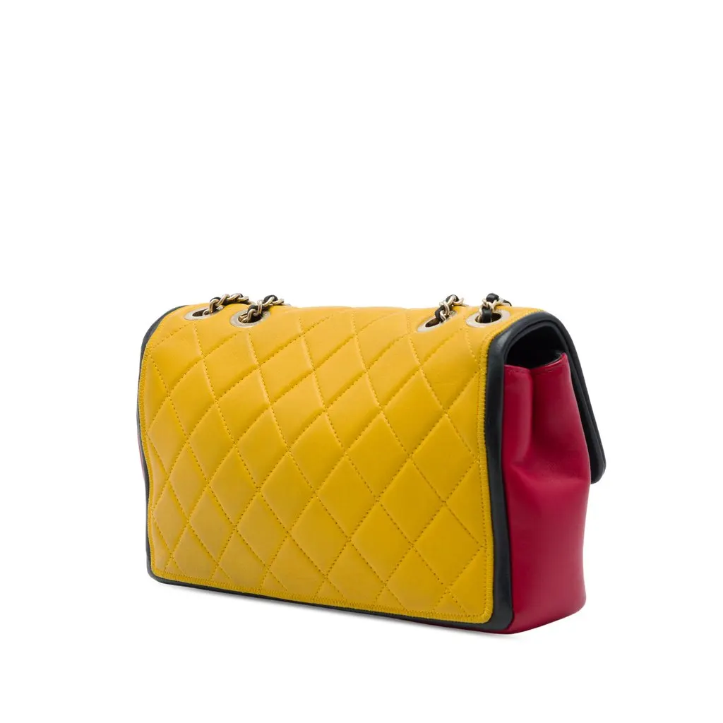 Chanel Medium Multicolor Lambskin Graphic Flap Yellow Leather Very good - Back View