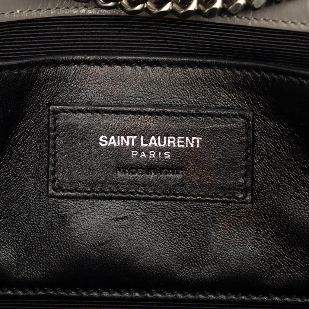 Saint Laurent Medium Croc Embossed Leather Monogram Kate Tassel Crossbody Grey Leather Good - Box View