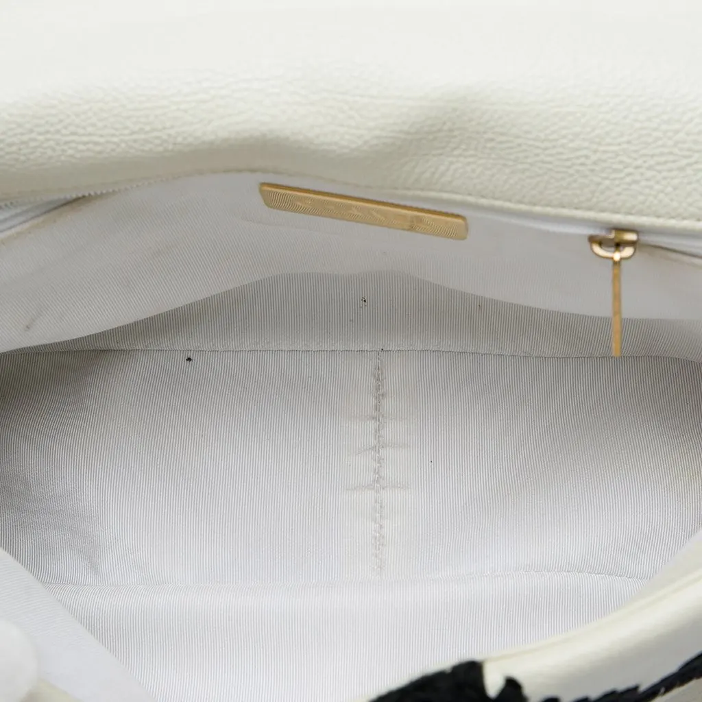 Chanel Medium Crochet Calfskin 19 Flap White Leather Very good - Model View