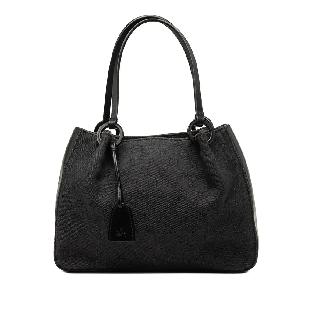 Gucci GG Denim Shoulder Bag Black Very good - Front View