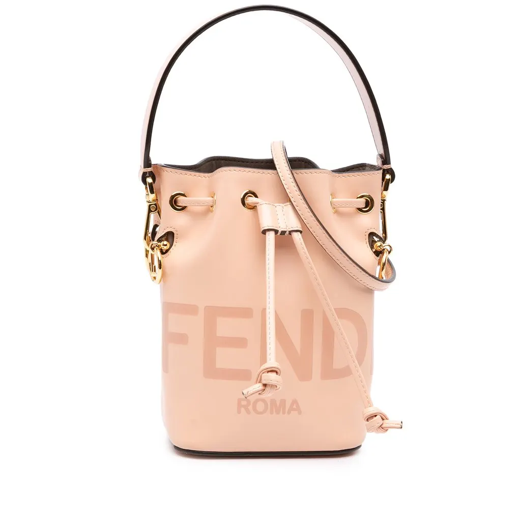 Fendi Mini Calfskin Mon Tresor Bucket Bag Pink Leather Very good - Front View