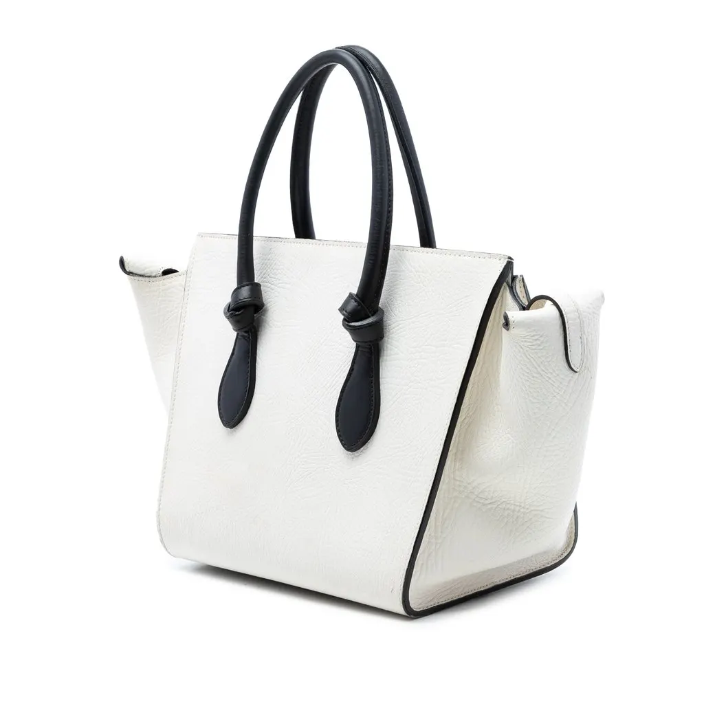 Celine Medium Bicolor Calfskin Tie Knot Tote White Leather Good - Back View