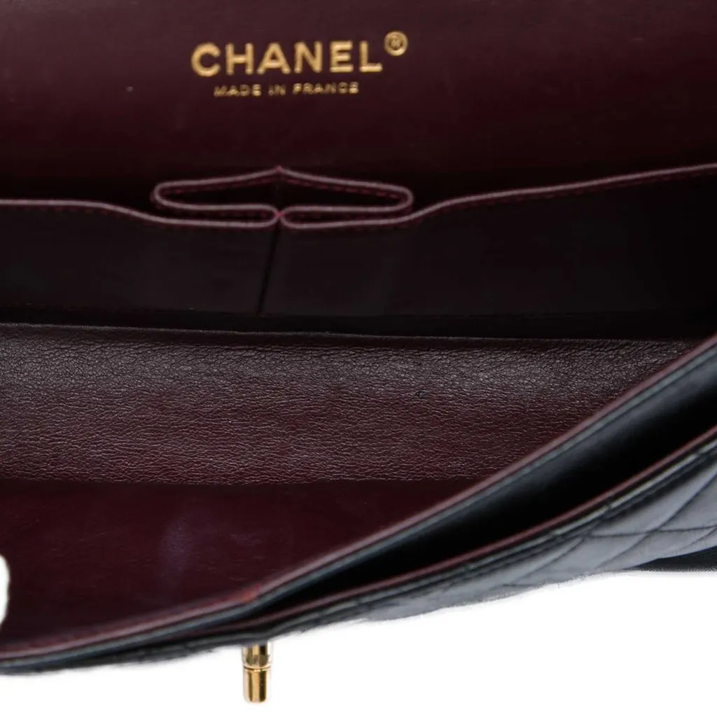 Chanel Medium Classic Lambskin Double Flap Black Leather Very good - Model View