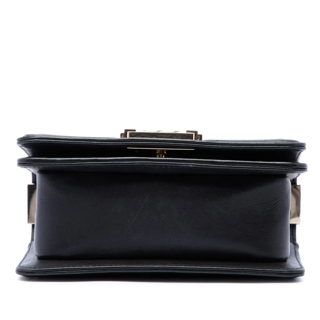 Chanel Mini Chevron Lambskin Boy Flap Black Leather Very good - Inside View