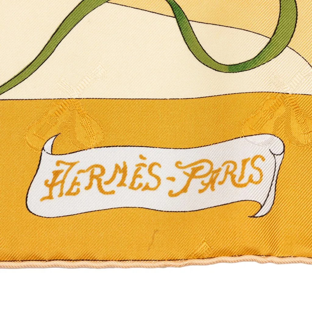 Hermès Le Carnaval de Venise Silk Scarf 90 Brown Very good - Back View