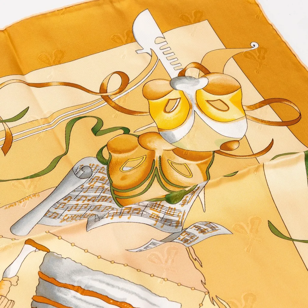Hermès Le Carnaval de Venise Silk Scarf 90 Brown Very good - Box View