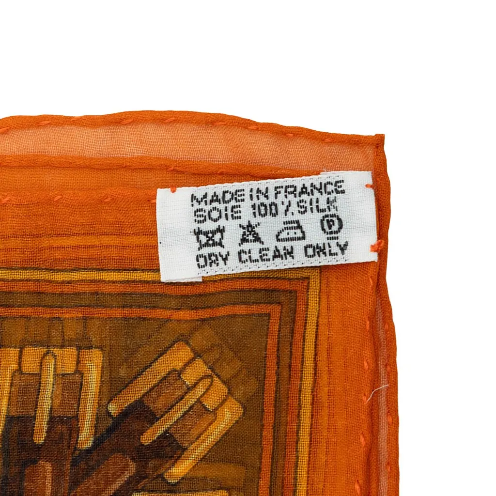 Hermès Les Sangles Handkerchief Brown Silk Never worn - Inside View