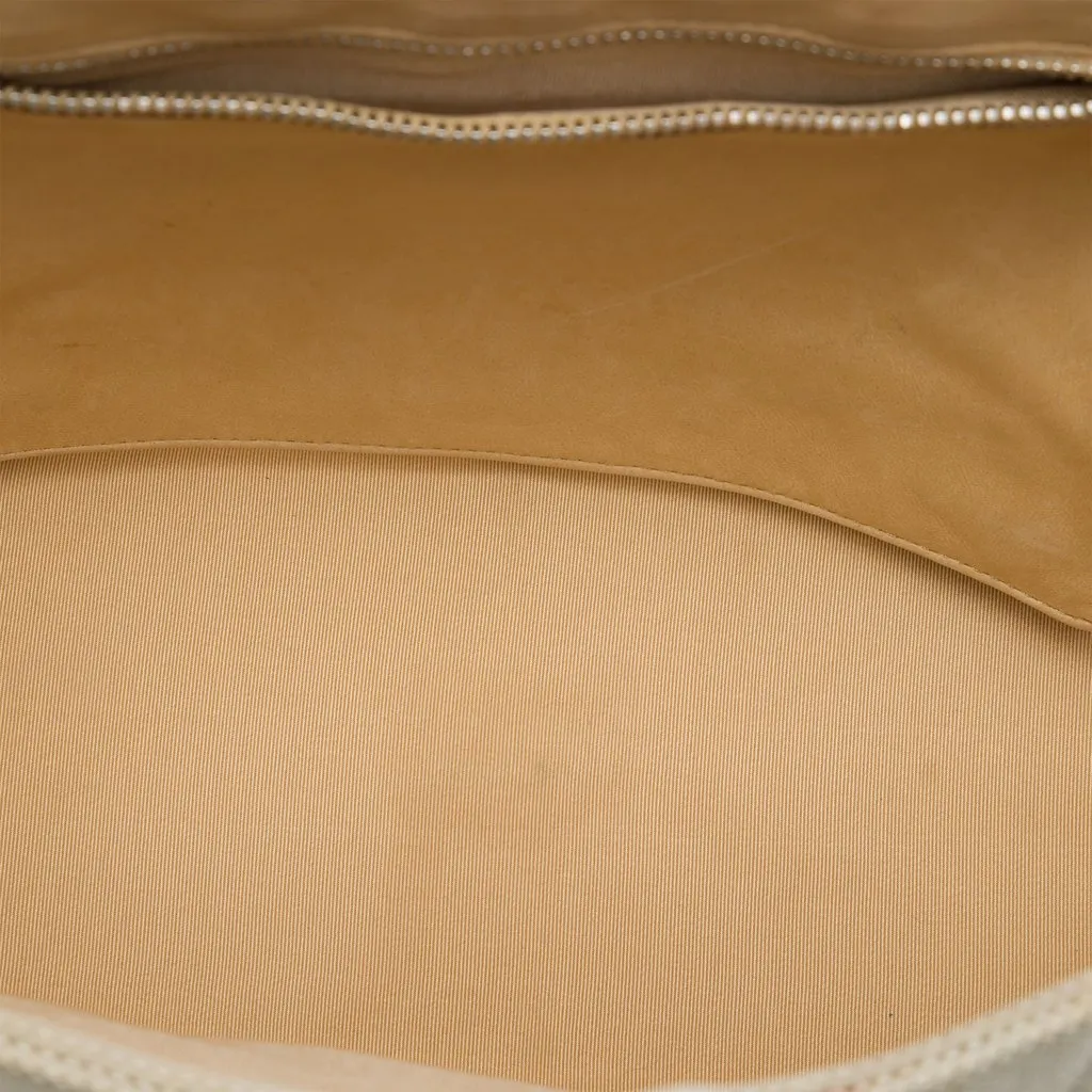 Chanel CC Chocolate Bar Canvas Camellia No. 5 Tote Beige Very good - Model View