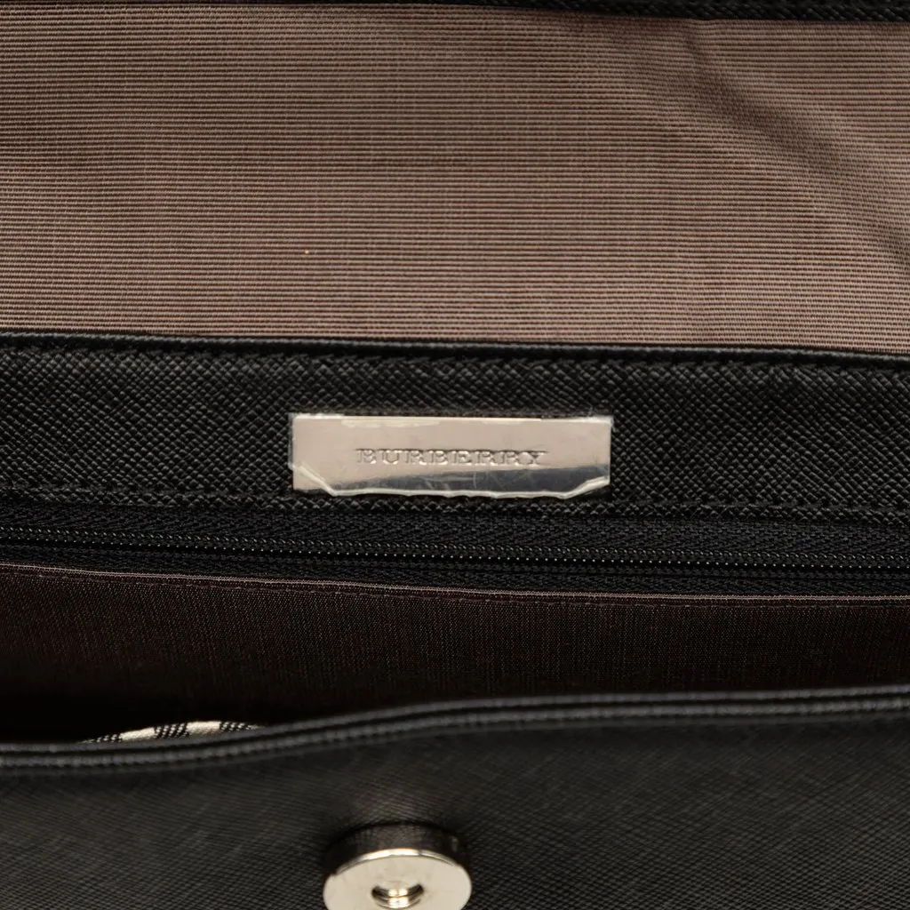 Burberry Leather Flap Shoulder Bag Black Leather Very good - Box View