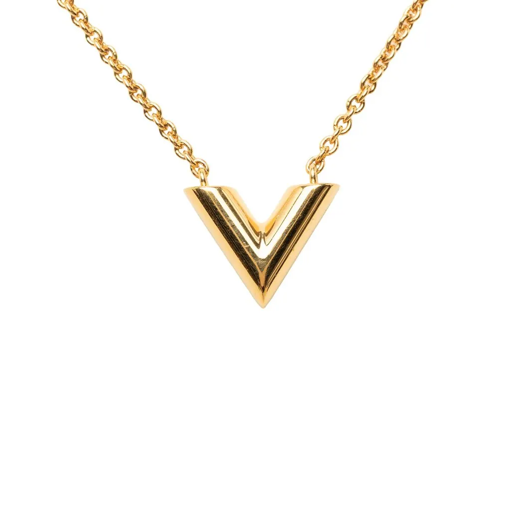 Louis Vuitton Gold Plated Essential V Necklace Gold Metal Very good - Inside View