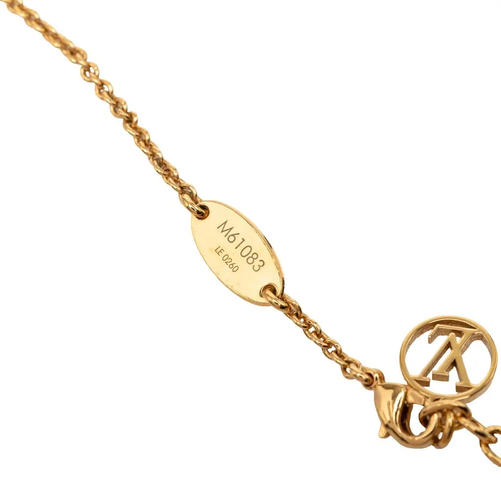 Louis Vuitton Gold Plated Essential V Necklace Gold Metal Very good - Box View