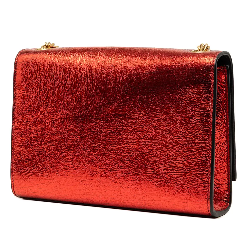Saint Laurent Small Metallic Calfskin Monogram Kate Crossbody Red Leather Very good - Back View