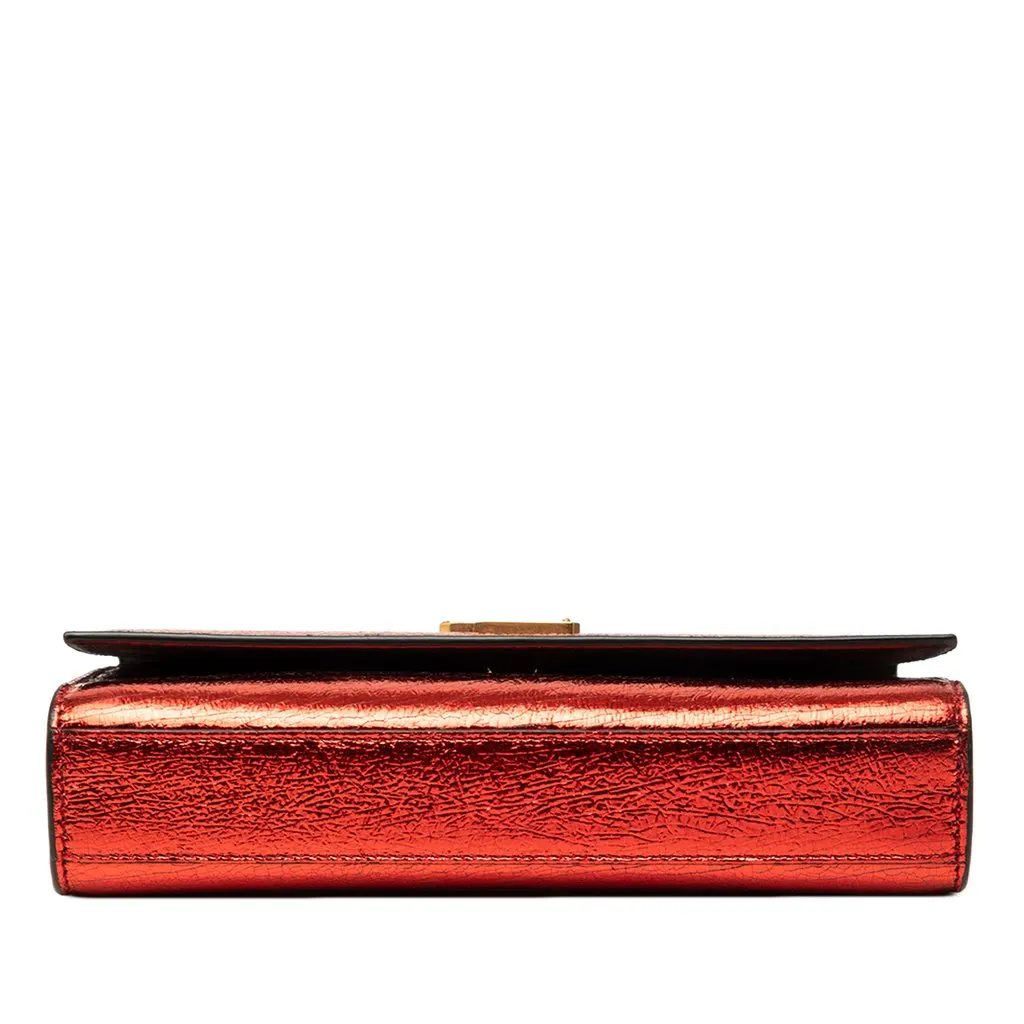Saint Laurent Small Metallic Calfskin Monogram Kate Crossbody Red Leather Very good - Inside View