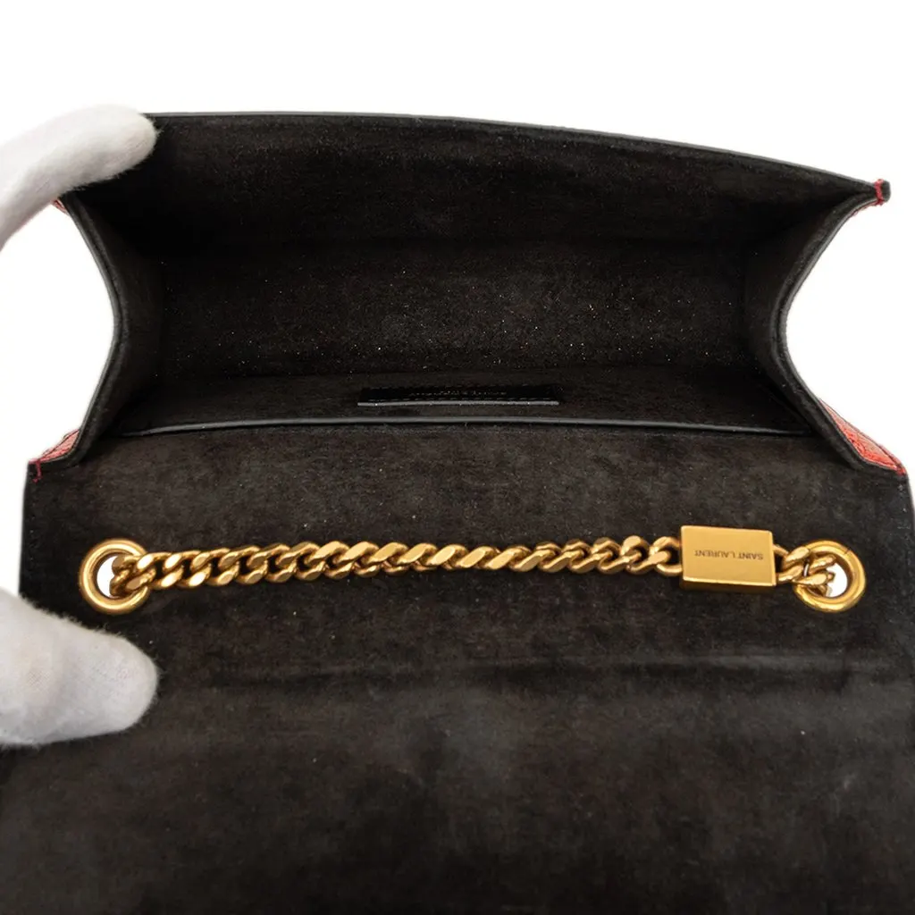 Saint Laurent Small Metallic Calfskin Monogram Kate Crossbody Red Leather Very good - Model View