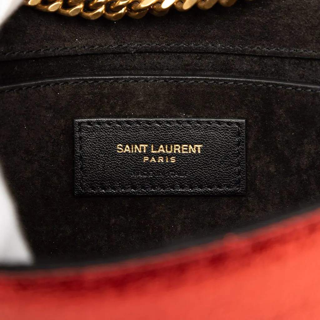 Saint Laurent Small Metallic Calfskin Monogram Kate Crossbody Red Leather Very good - Box View
