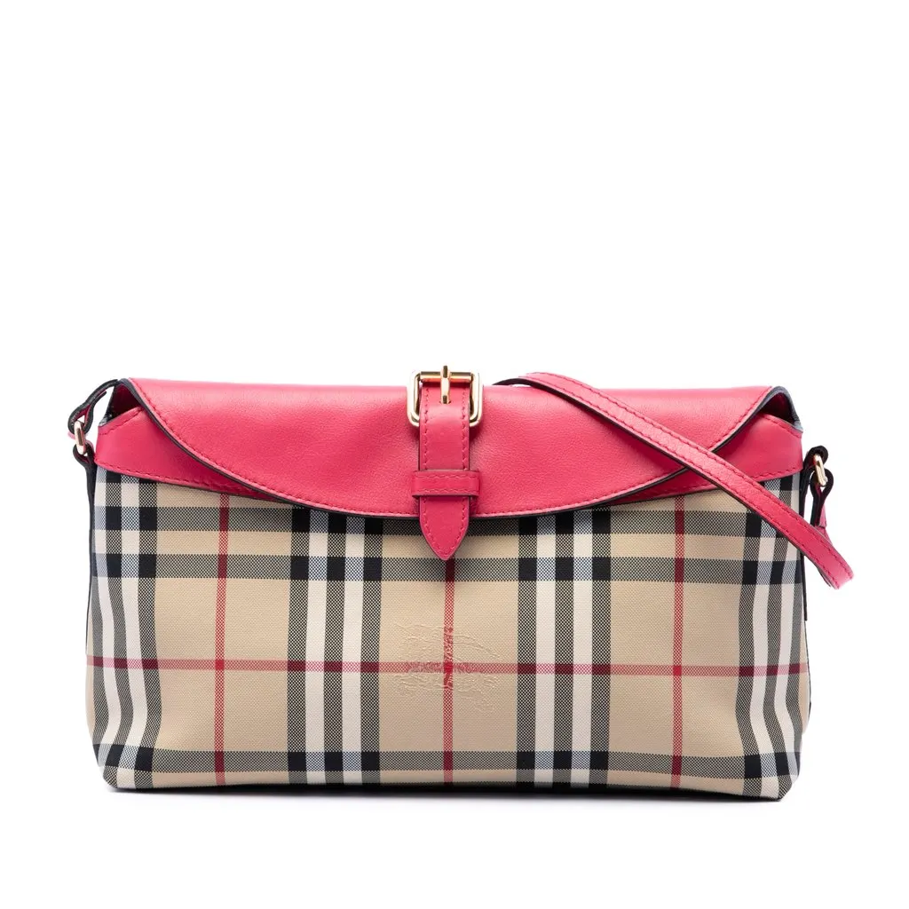 Burberry Haymarket Check Canvas Leah Crossbody Beige Canvas Very good - Front View