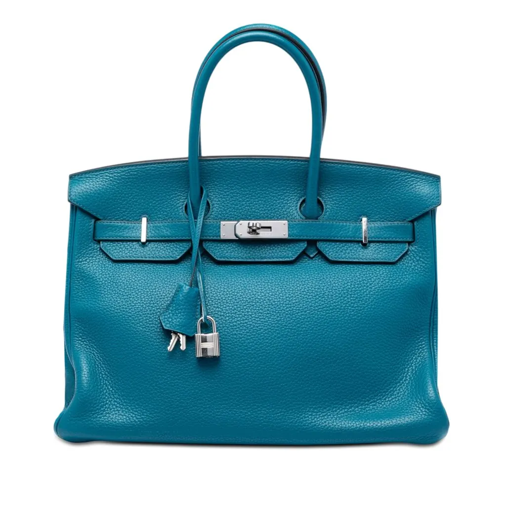 Hermès Clemence Verso Birkin Retourne 35 Blue Leather Very good - Front View