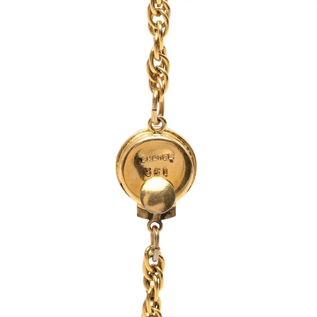 Chanel Gold Plated Medallion Coat of Arms Sunburst Pendant Necklace Gold Metal Very good - Box View