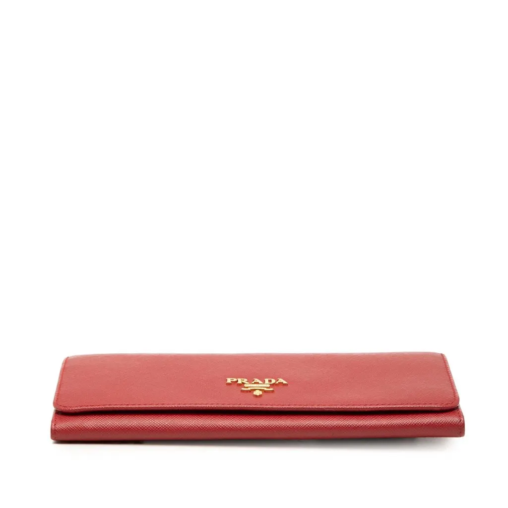 Prada Saffiano Continental Long Wallet Red Leather Very good - Inside View