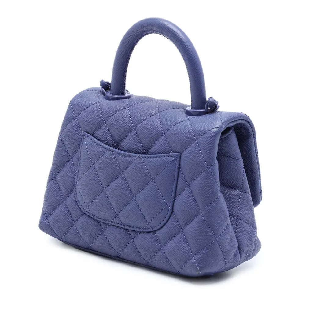 Chanel Extra Mini Quilted Caviar Incognito Coco Top Handle Bag Purple Leather Very good - Back View