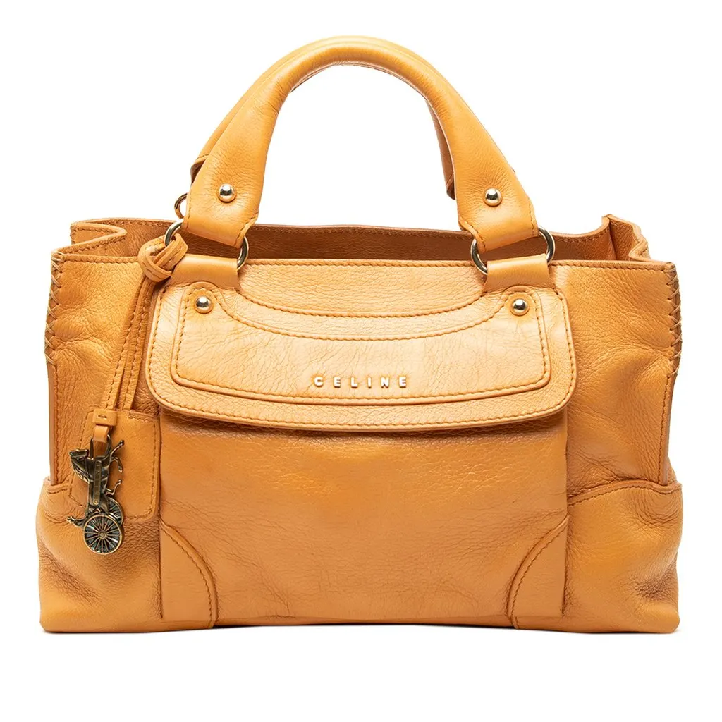 Celine Leather Boogie Pocket Handbag Yellow Leather Good - Front View