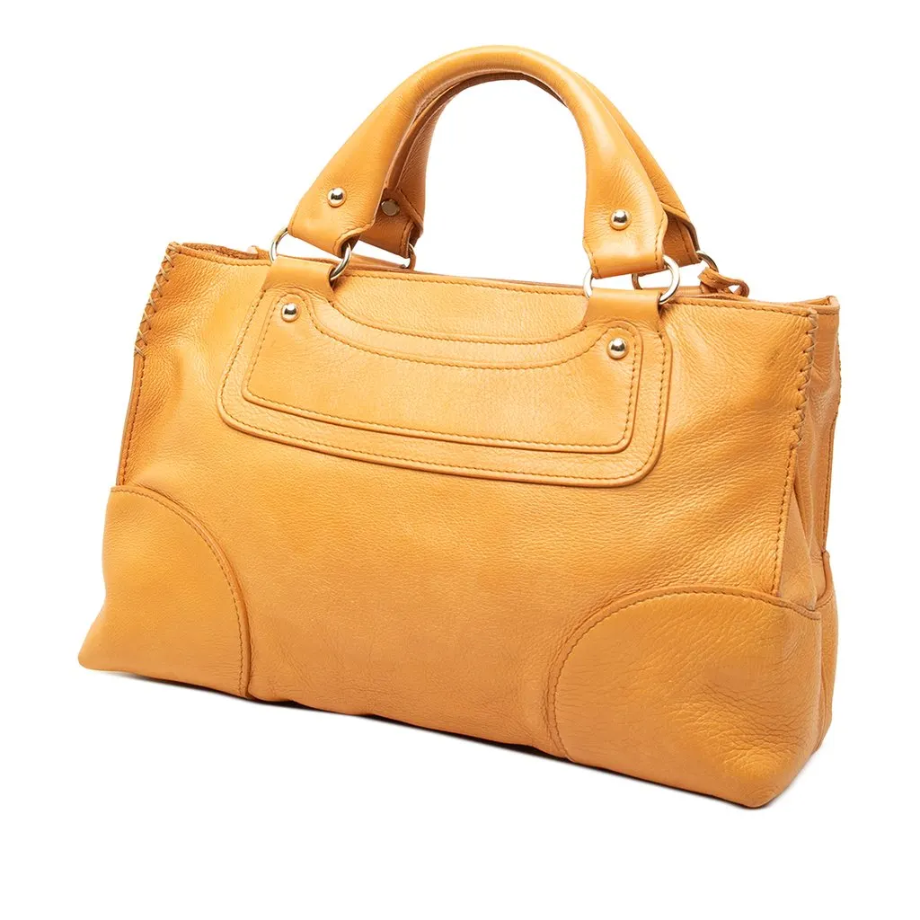 Celine Leather Boogie Pocket Handbag Yellow Leather Good - Back View