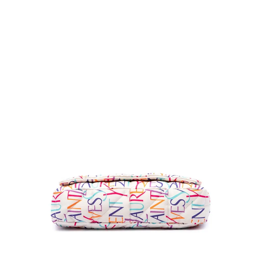 Saint Laurent Medium Silk Carre Rive Gauche Print Patchwork Jamie Shoulder Bag White Silk Very good - Inside View