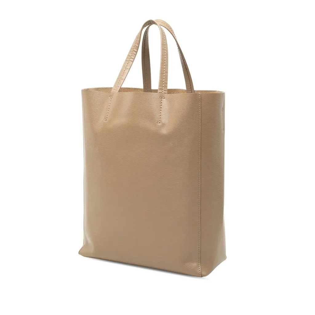 Celine Small Grained Calfskin Vertical Cabas Tote Brown Leather Good - Back View