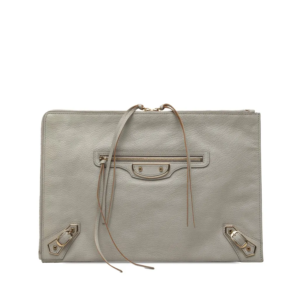 Balenciaga Goatskin Motocross Classic Metallic Edge Clutch MultiColor Leather Very good - Front View