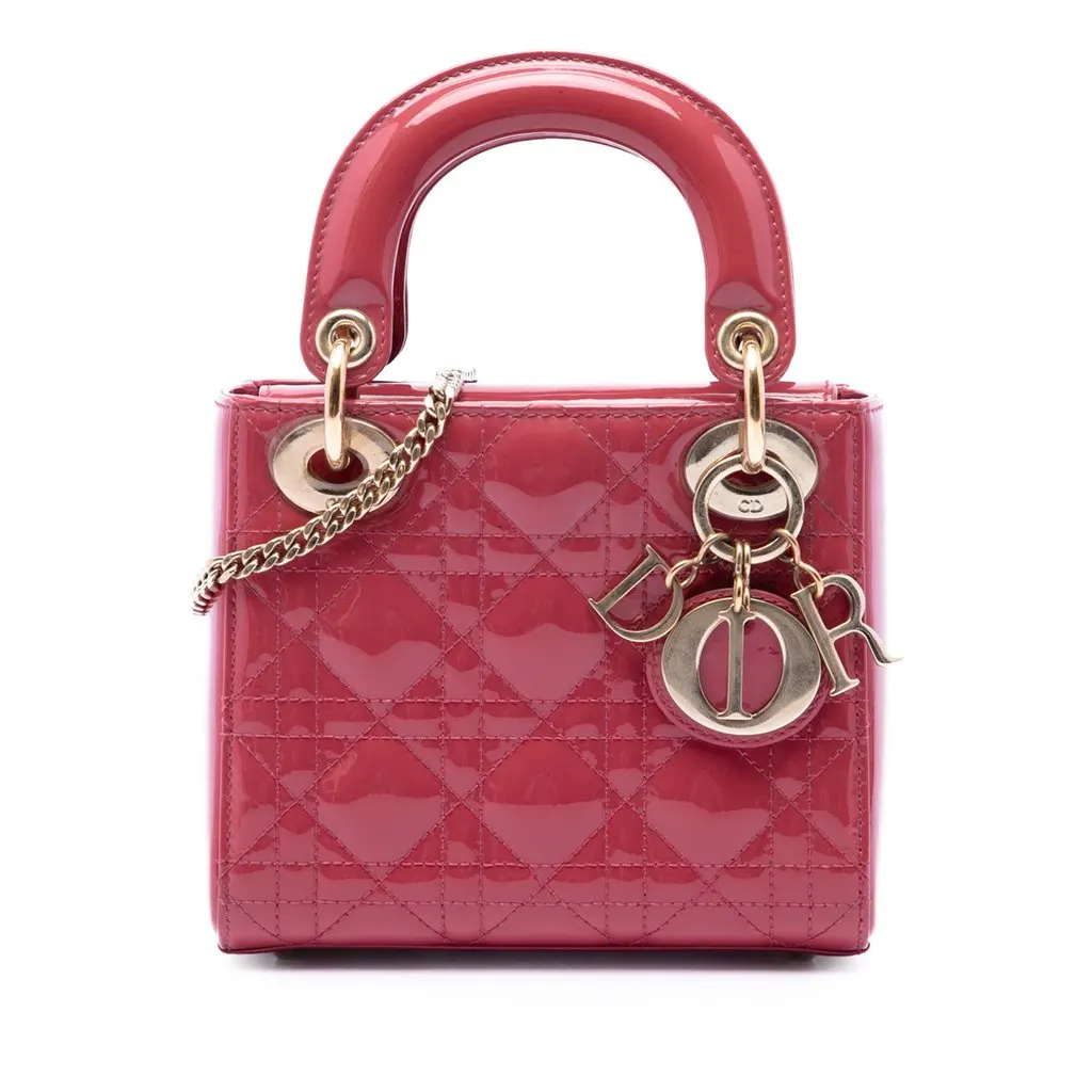 Dior Mini Patent Cannage Lady Dior Red Leather Very good - Front View