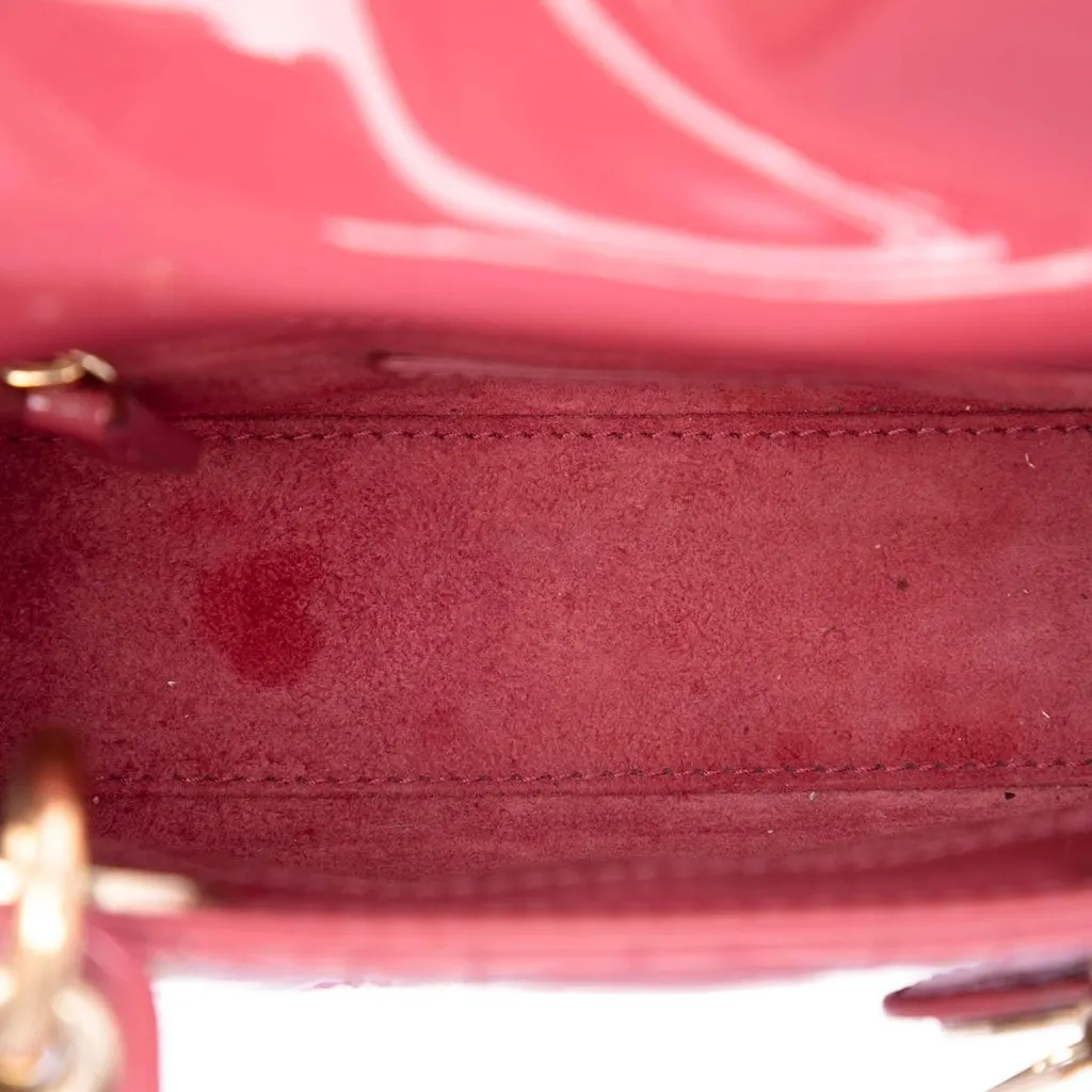 Dior Mini Patent Cannage Lady Dior Red Leather Very good - Model View