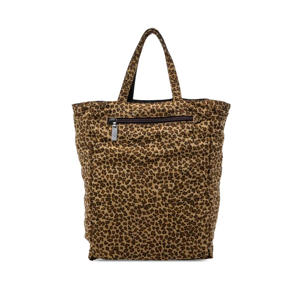 Bottega Veneta Nylon Reversible Leopard Print Tote Brown Polyamide Very good - Front View