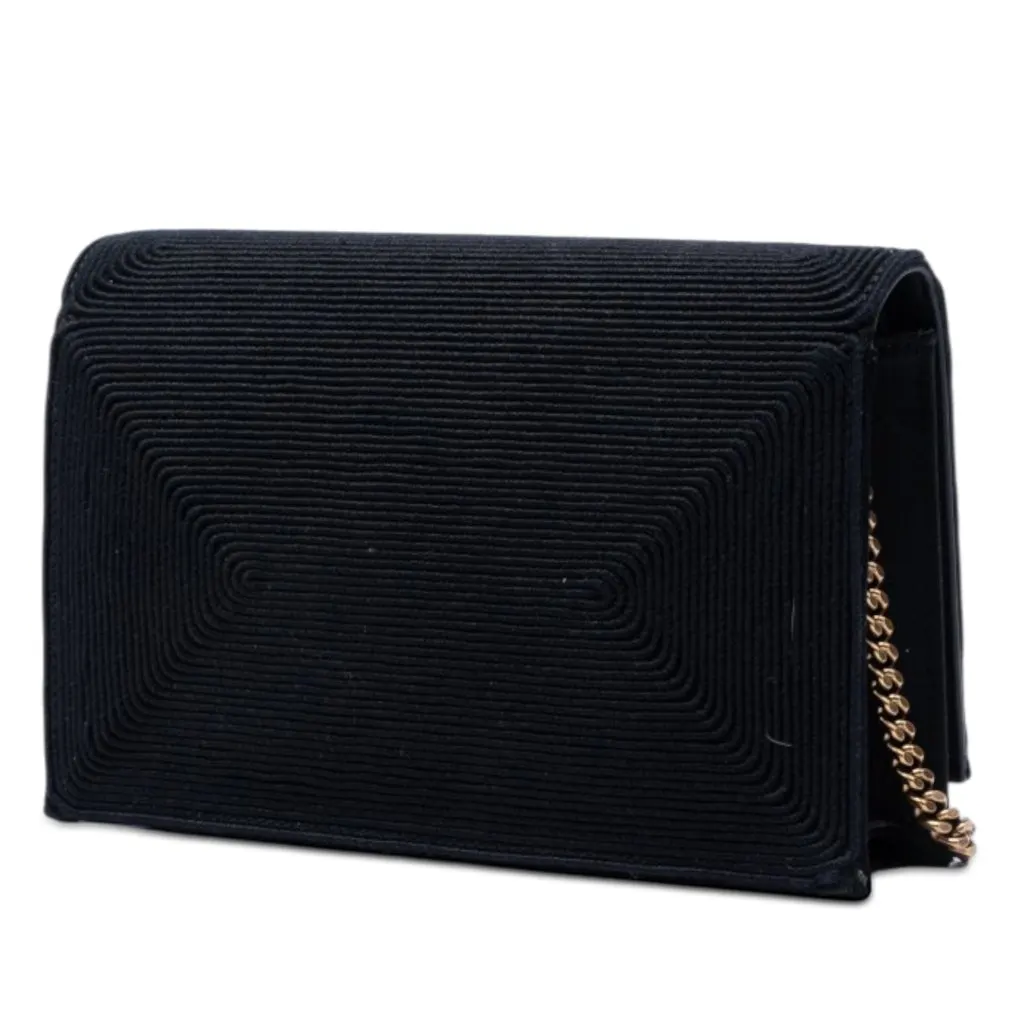 Saint Laurent Embroidered Satin Monogram Kate Tassel Wallet on Chain Black Satin Very good - Back View