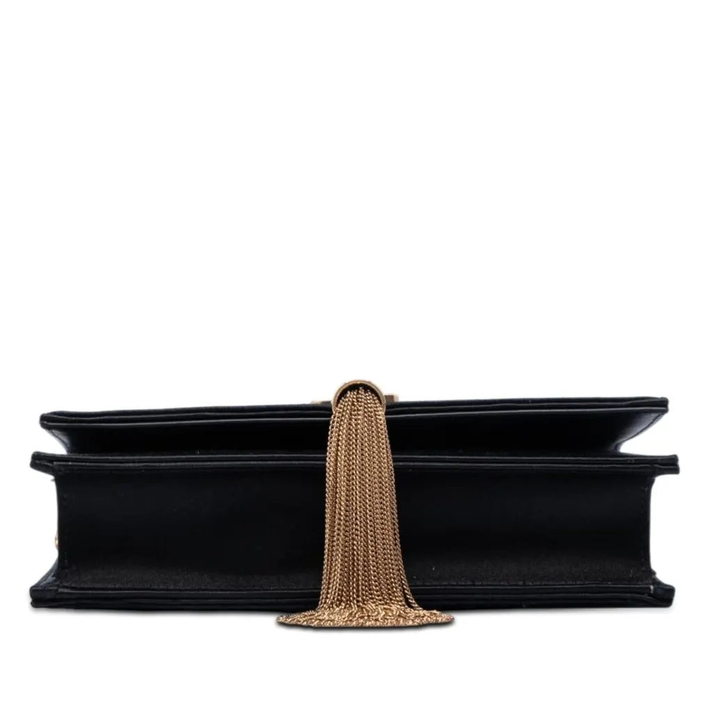 Saint Laurent Embroidered Satin Monogram Kate Tassel Wallet on Chain Black Satin Very good - Inside View