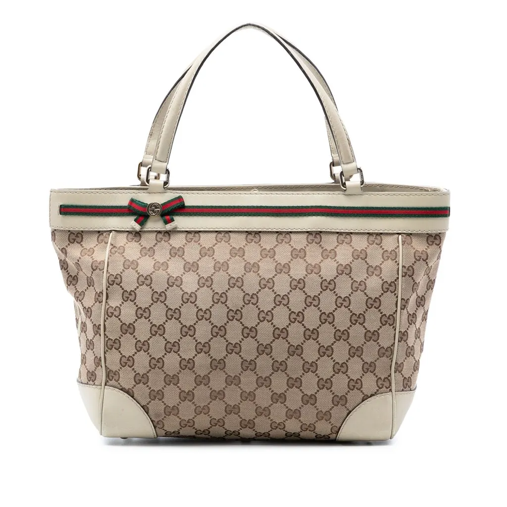 Gucci GG Canvas Web Mayfair Tote Beige Very good - Front View