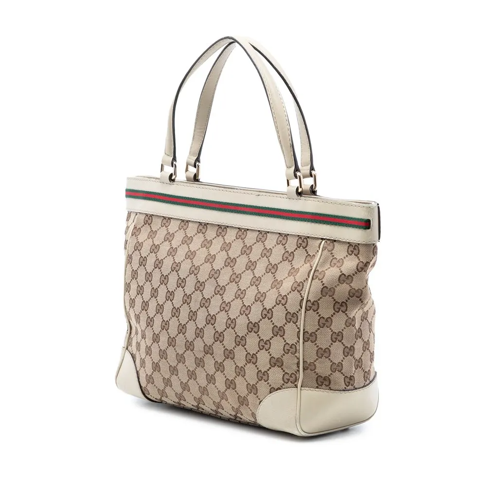 Gucci GG Canvas Web Mayfair Tote Beige Very good - Back View