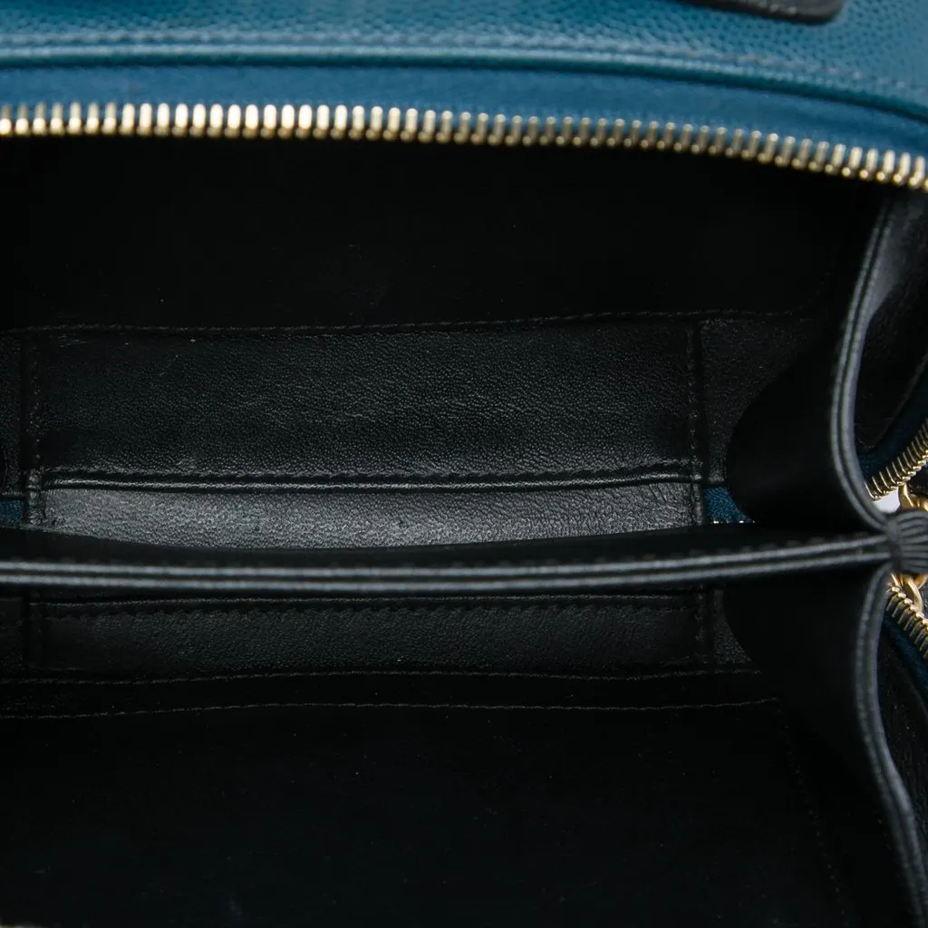 Chanel Small Bicolor Caviar CC Filigree Vanity Case Blue Leather Good - Model View