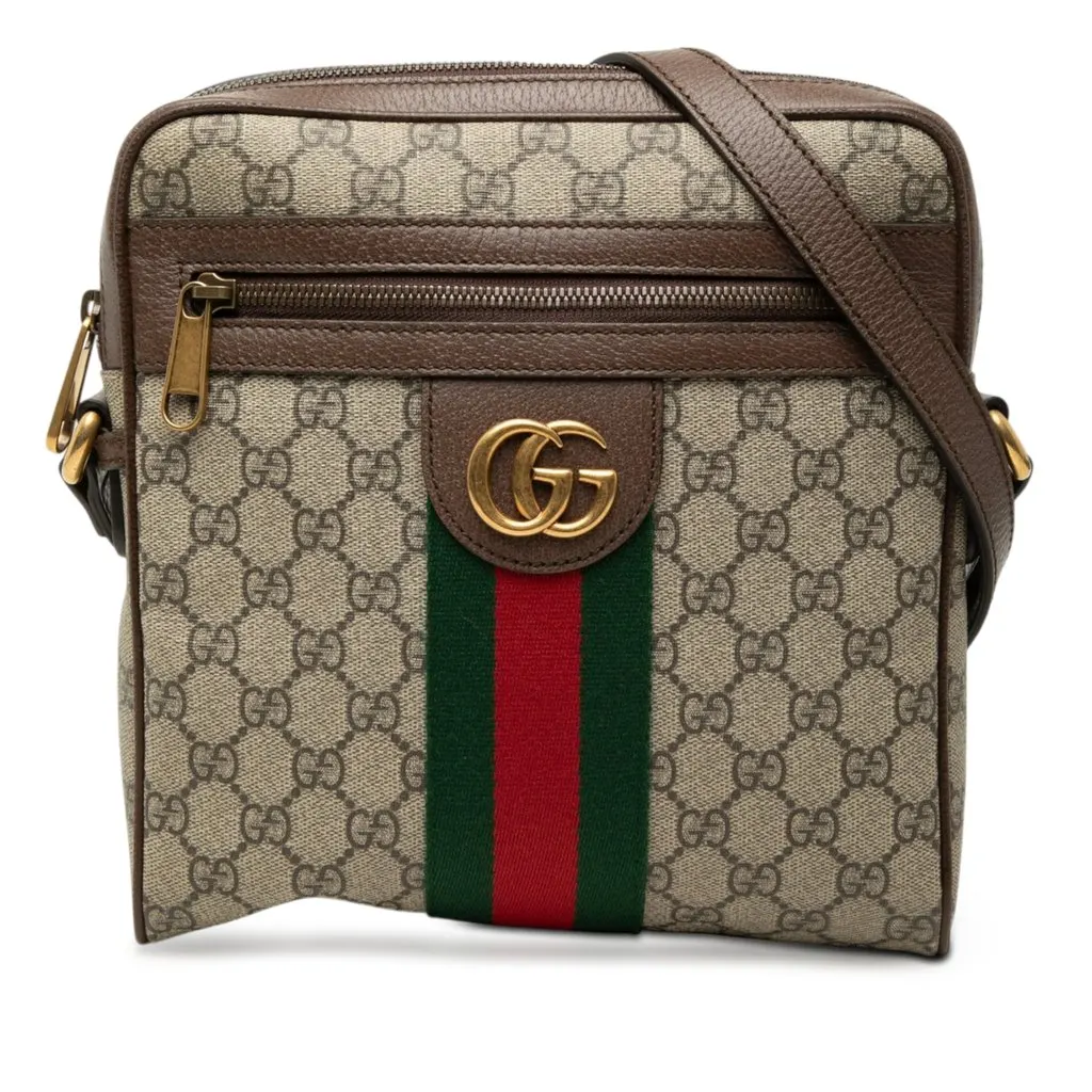 Gucci Small GG Supreme Web Ophidia Messenger Bag Beige Very good - Front View