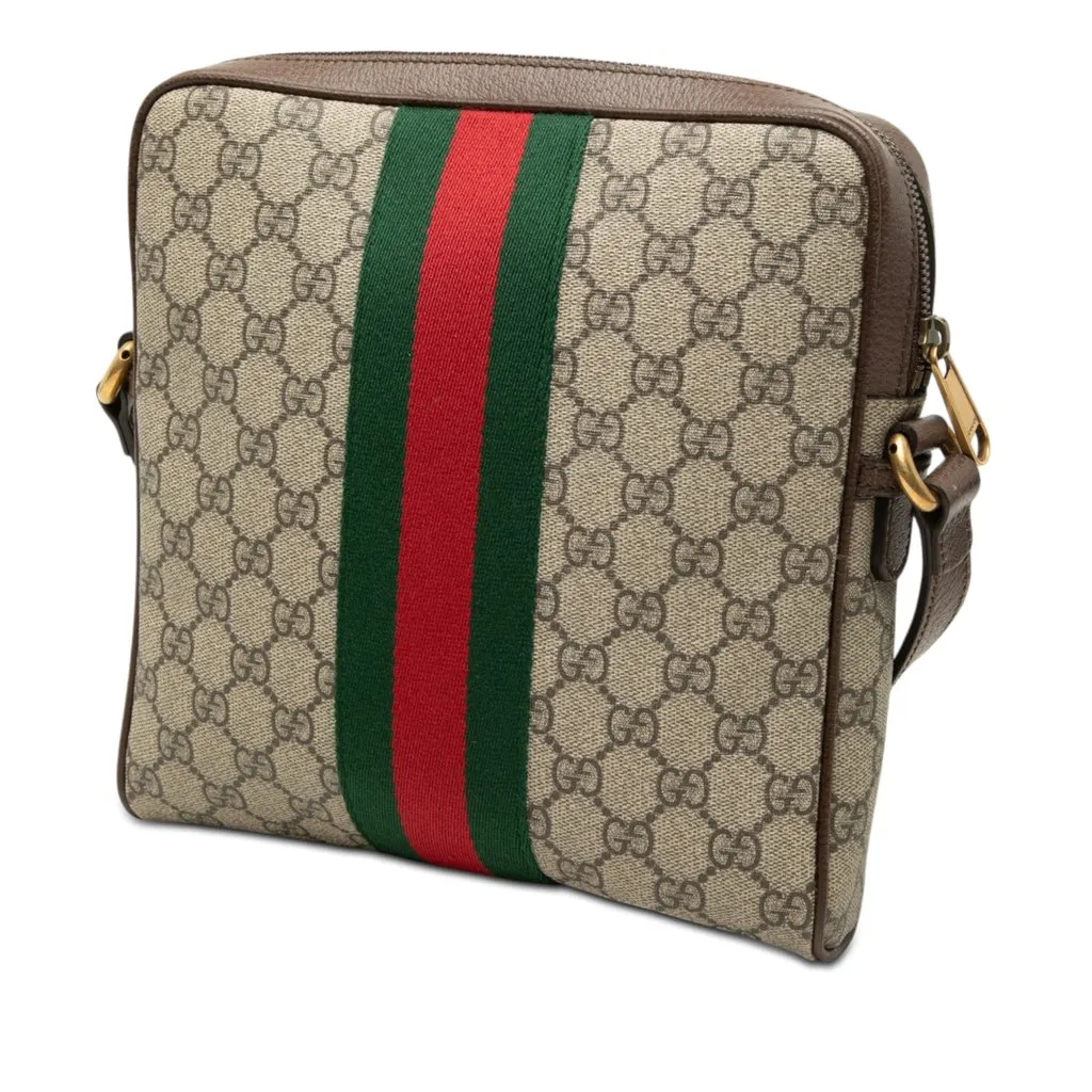 Gucci Small GG Supreme Web Ophidia Messenger Bag Beige Very good - Back View