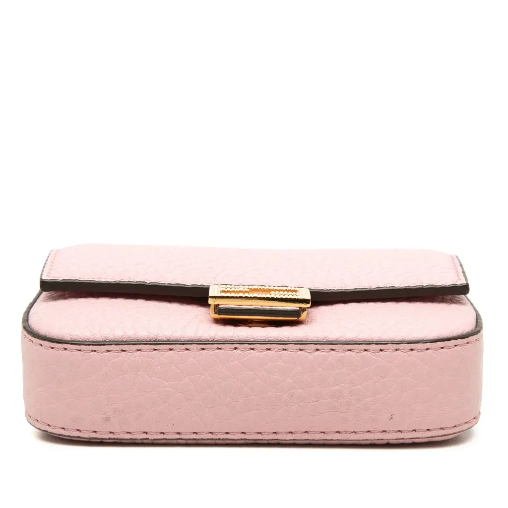 Fendi Nano Grained Leather Baguette Charm Crossbody Pink Leather Good - Inside View
