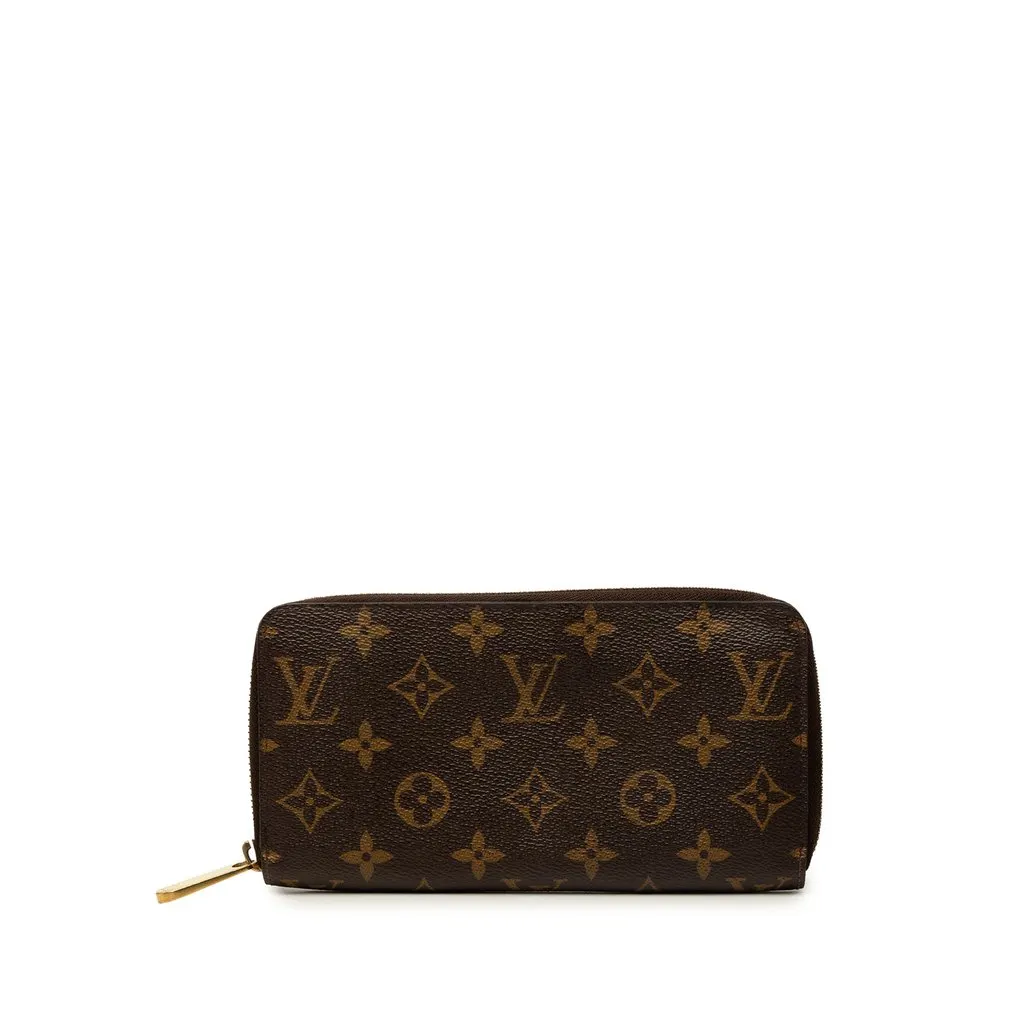 Louis Vuitton Monogram Zippy Long Wallet Brown Canvas Good - Front View