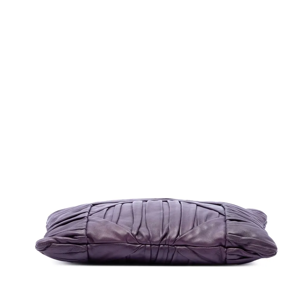 Prada Pleated Nappa Clutch Purple Leather Very good - Inside View