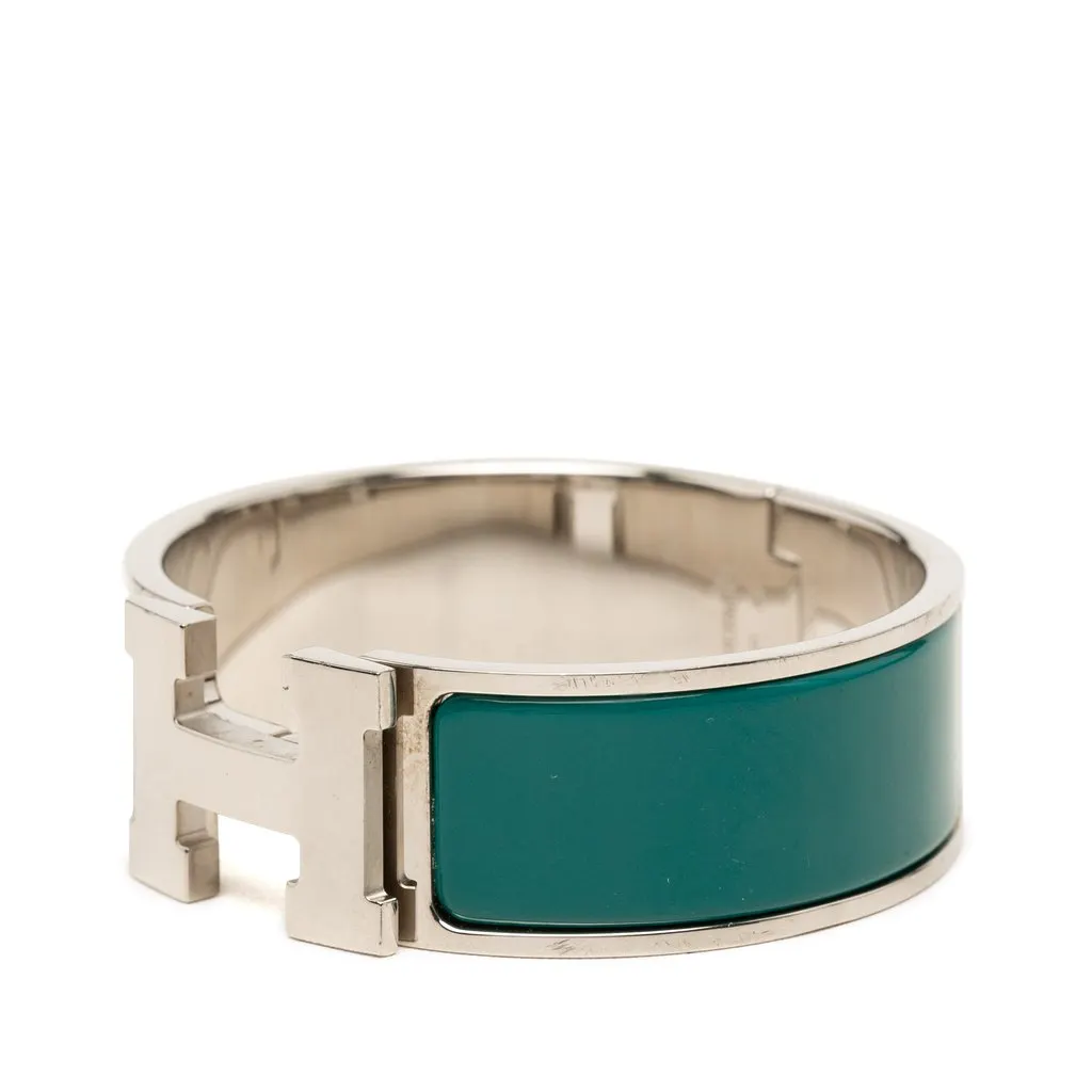 Hermès Wide Enamel Clic Clac H Bracelet PM Green Very good - Back View
