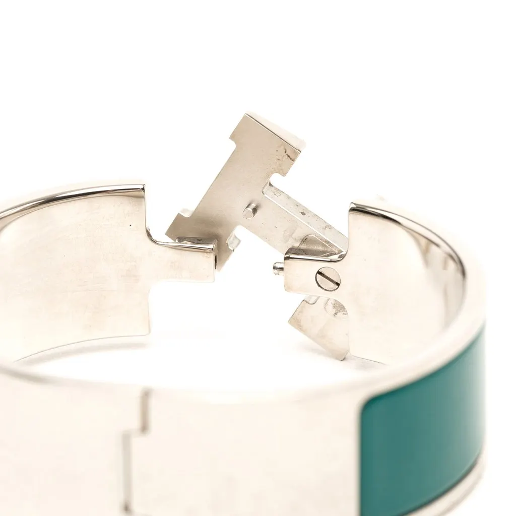 Hermès Wide Enamel Clic Clac H Bracelet PM Green Very good - Box View