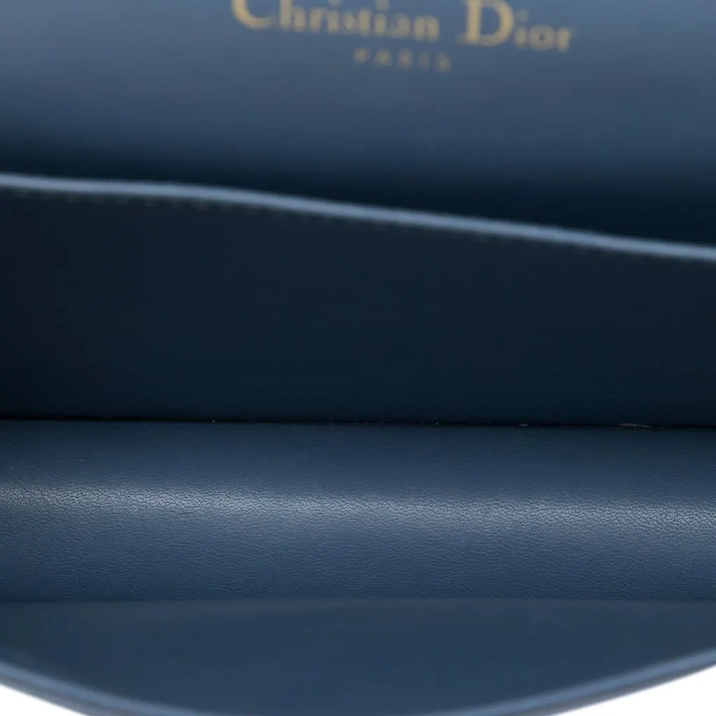 Dior Patent Cannage Lady Dior Pouch with Chain Blue Leather Very good - Model View