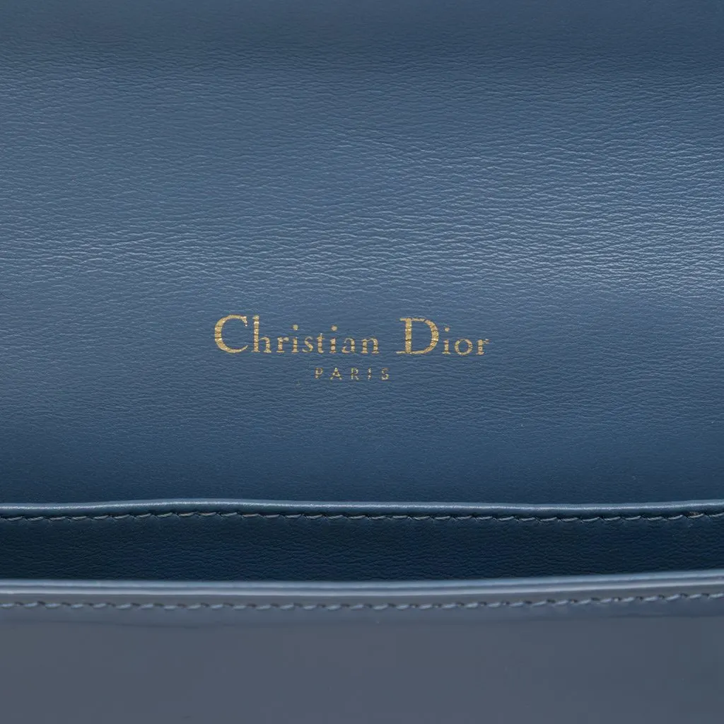 Dior Patent Cannage Lady Dior Pouch with Chain Blue Leather Very good - Box View