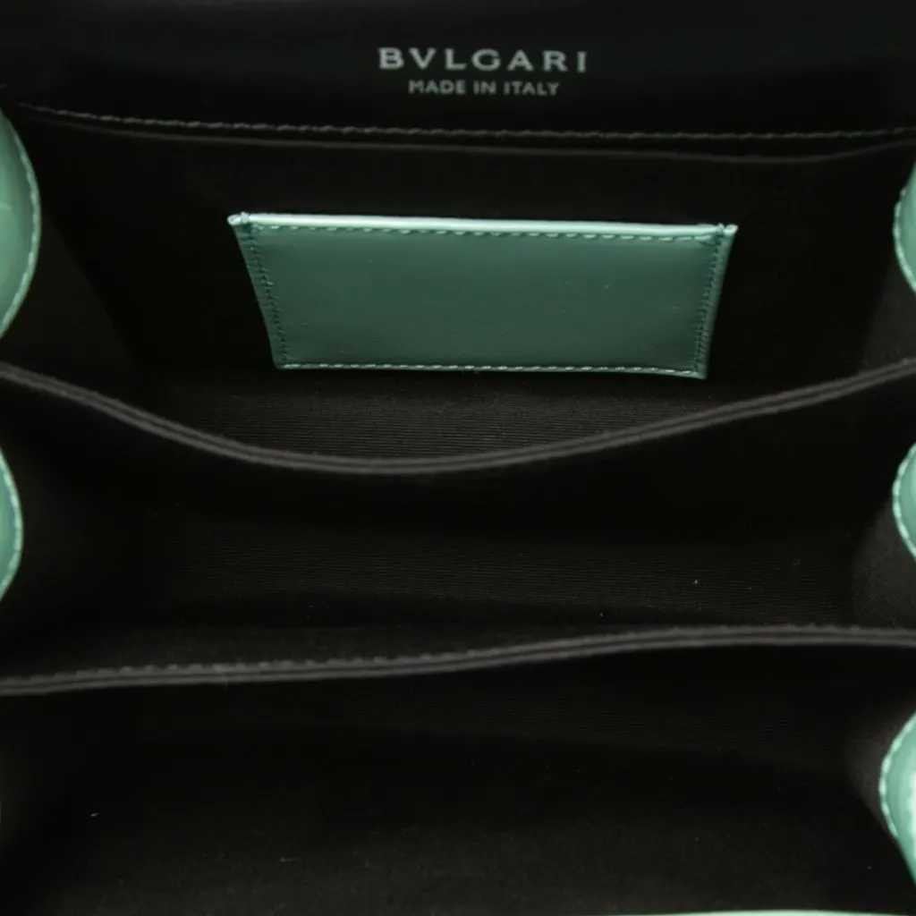 Bulgari Small Patent Serpenti Forever Top Handle Satchel Green Leather Very good - Model View
